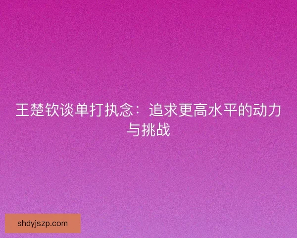 王楚钦谈单打执念：追求更高水平的动力与挑战