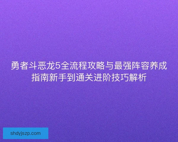 勇者斗恶龙5全流程攻略与最强阵容养成指南新手到通关进阶技巧解析