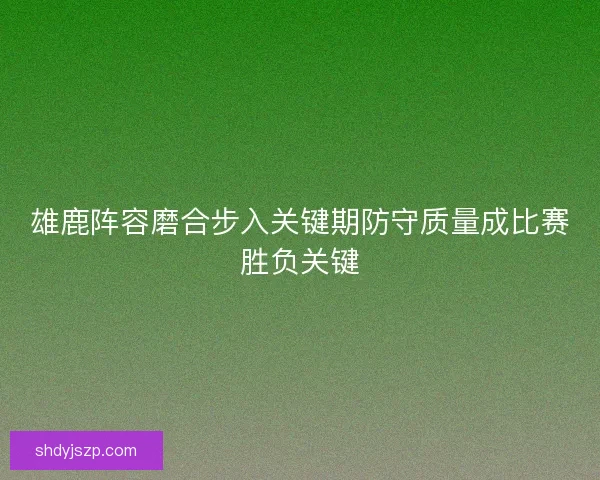 雄鹿阵容磨合步入关键期防守质量成比赛胜负关键
