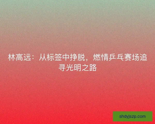 林高远：从标签中挣脱，燃情乒乓赛场追寻光明之路