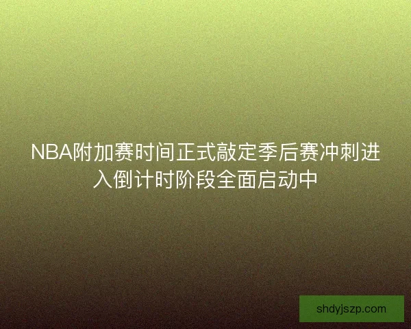 NBA附加赛时间正式敲定季后赛冲刺进入倒计时阶段全面启动中