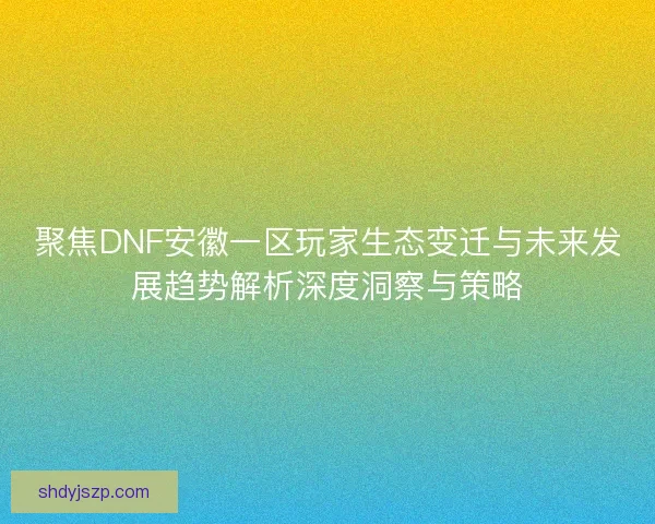 聚焦DNF安徽一区玩家生态变迁与未来发展趋势解析深度洞察与策略