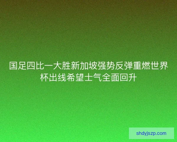 国足四比一大胜新加坡强势反弹重燃世界杯出线希望士气全面回升